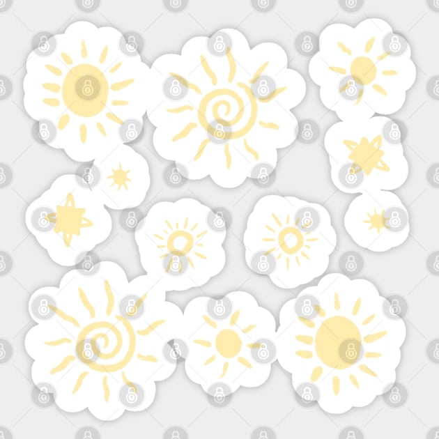 Summer Sun Doodles in pale yellow Sticker by JuneNostalgia